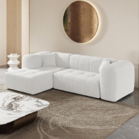 Canapé d'angle tissu bouclette beige - Angle gauche