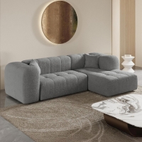 Canapé d'angle tissu bouclette gris - Angle droit