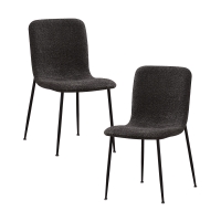 Lot de 2 chaises en tissu bouclette gris foncé pieds en métal noir