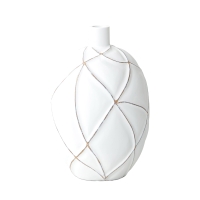 Vase ovale en polyrésine blanc H31 cm
