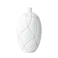 Vase ovale en polyrésine blanc H38 cm