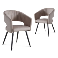 Lot de 2 chaises design en velours beige pieds en métal noir