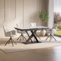 Table à manger extensible en céramique blanc
