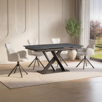 Table à manger extensible en céramique noire