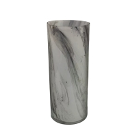 Vase en verre couleur marbre blanc et noir H30 cm