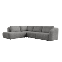 Canapé d'angle modulable en tissu gris - Angle gauche