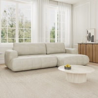 Canapé d'angle convertible en tissu écru - Angle droit