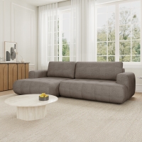 Canapé d'angle convertible en tissu marron - Angle gauche