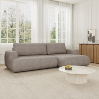 Canapé d'angle convertible en tissu taupe - Angle droit
