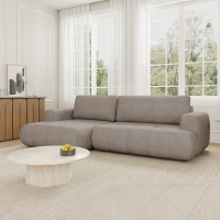 Canapé d'angle convertible en tissu taupe - Angle gauche