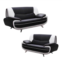 Ensemble canapé design en simili cuir noir et blanc
