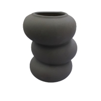 Vase en céramique marron foncé H17.5 cm