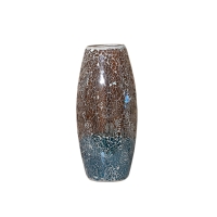 Vase en verre mosaïque marron et bleu H30 cm