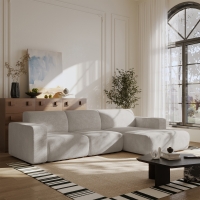 Canapé d'angle en tissu beige - Angle droit