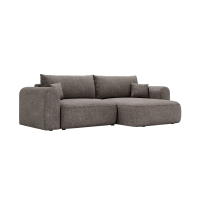 Canapé d'angle convertible réversible avec coffre en tissu gris