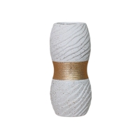 Vase en céramique blanc et doré H24 cm