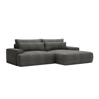 Canapé d'angle convertible avec coffre en tissu gris clair - Angle droit