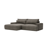 Canapé d'angle convertible avec coffre en tissu taupe - Angle gauche