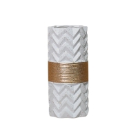 Vase en céramique blanc et doré H23.5 cm