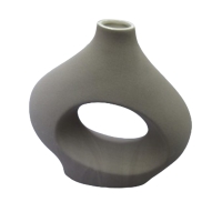 Vase rond en céramique marron clair H27 cm
