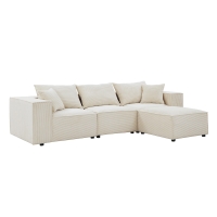 Canapé d'angle modulable en velours côtelé épais beige