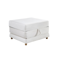 Banquette carrée convertible en tissu blanc écru