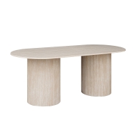 Table à manger ovale en marbre composite beige 8 personnes