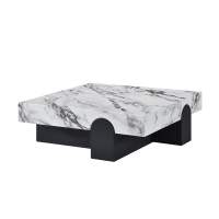 Table basse carrée marbre d'ingénierie blanc socle noir