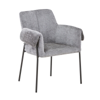 Chaise en tissu gris clair pieds en métal noir
