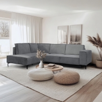 Canapé d'angle convertible en tissu gris foncé - Angle gauche