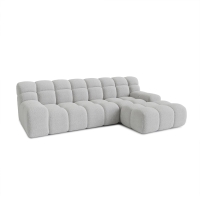 Canapé d'angle tissu bouclette gris clair - Angle droit