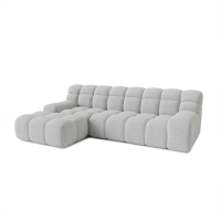 Canapé d'angle tissu bouclette gris clair - Angle gauche