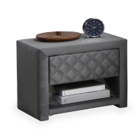 Table de chevet 1 tiroir et 1 niche en velours gris foncé