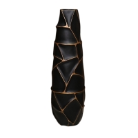 Vase en résine craquelé noir et doré H60 cm