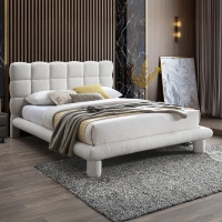 Lit double effet peau de mouton matelassé écru 160x200 cm