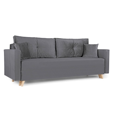 Canapé convertible avec coffre de rangement en velours gris