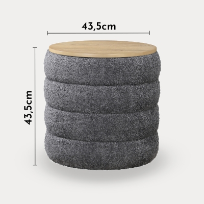 Pouf coffre effet peau de mouton gris foncé et bois