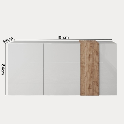 Buffet 3 portes bois et blanc