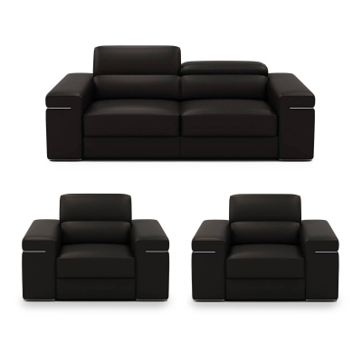 Ensemble canapé 3+1+1 en cuir noir