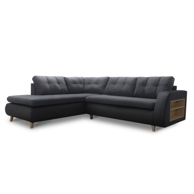 Canapé d'angle scandinave en tissu noir - Angle Gauche