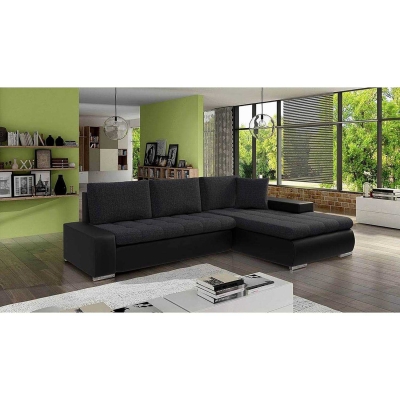 Canapé d'angle convertible gris anthracite et noir - Angle Droit