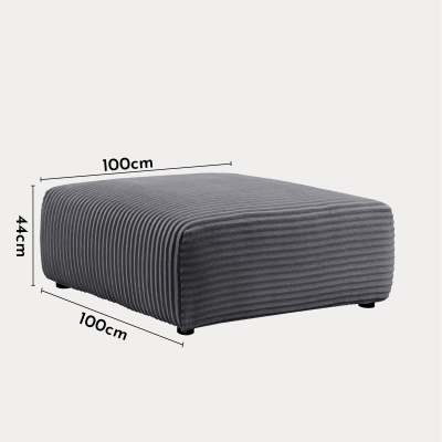 Pouf en velours côtelé épais doux gris