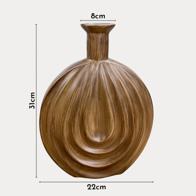 Vase rond en polyrésine imitation bois H31 cm
