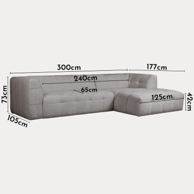 Canapé d’angle en tissu capitonné gris foncé - Angle droit