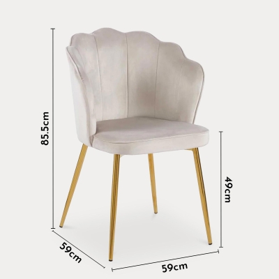 Lot de 2 chaises design en velours beige