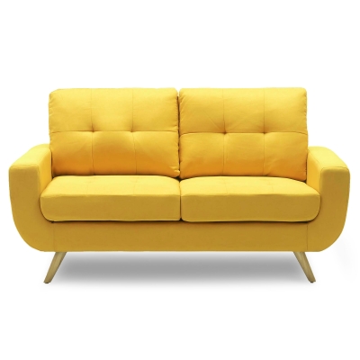 Canapé scandinave 2 places en tissu jaune