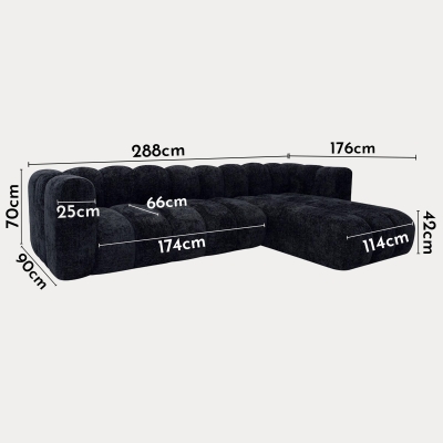 Canapé d'angle réversible  en tissu noir