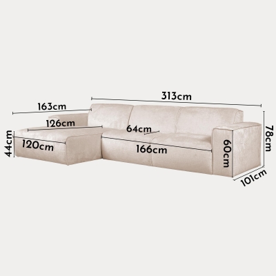 Canapé d'angle en tissu beige - Angle gauche