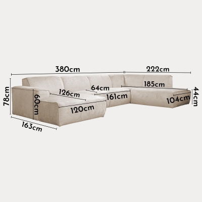 Canapé panoramique en tissu beige - Angle droit