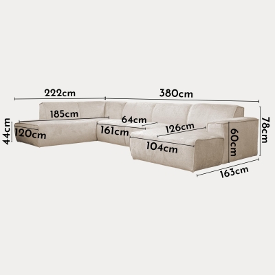 Canapé panoramique en tissu beige - Angle gauche